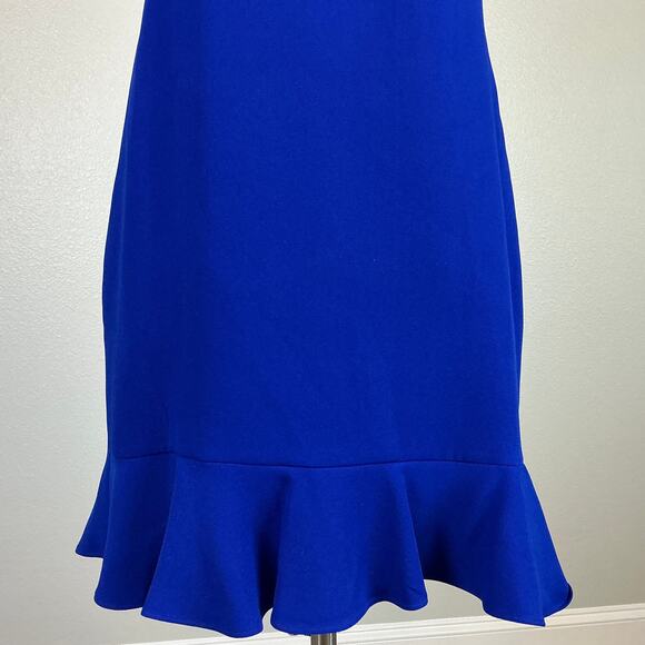 Aidan Mattox One Shoulder Mini Sheath Cocktail Dress Blue Size 10 Sleeveless - Picture 8 of 14